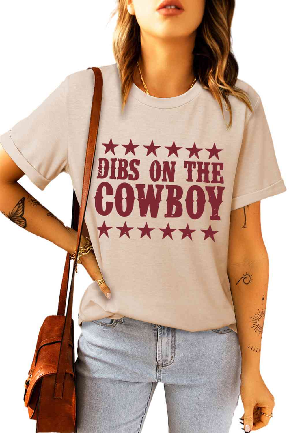 DIBS ON THE COWBOY Round Neck Tee Shirt