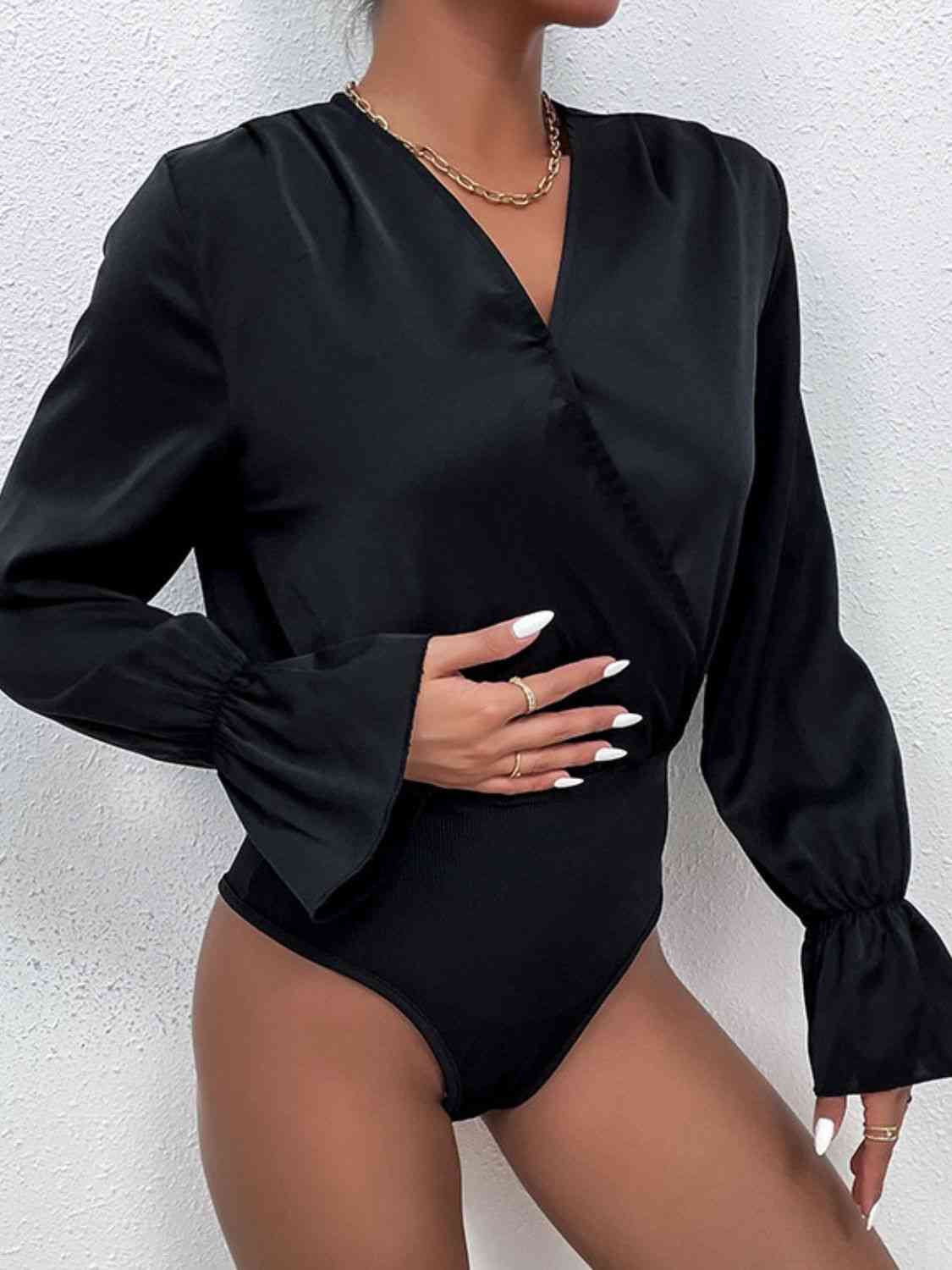 Surplice Neck Flounce Sleeve Bodysuit