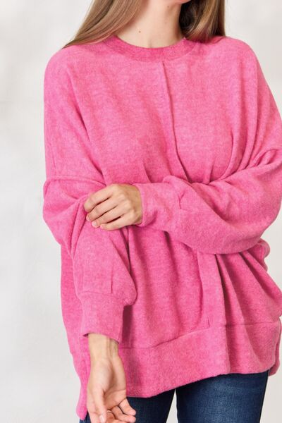 Zenana Full Size Center Seam Long Sleeve Sweatshirt